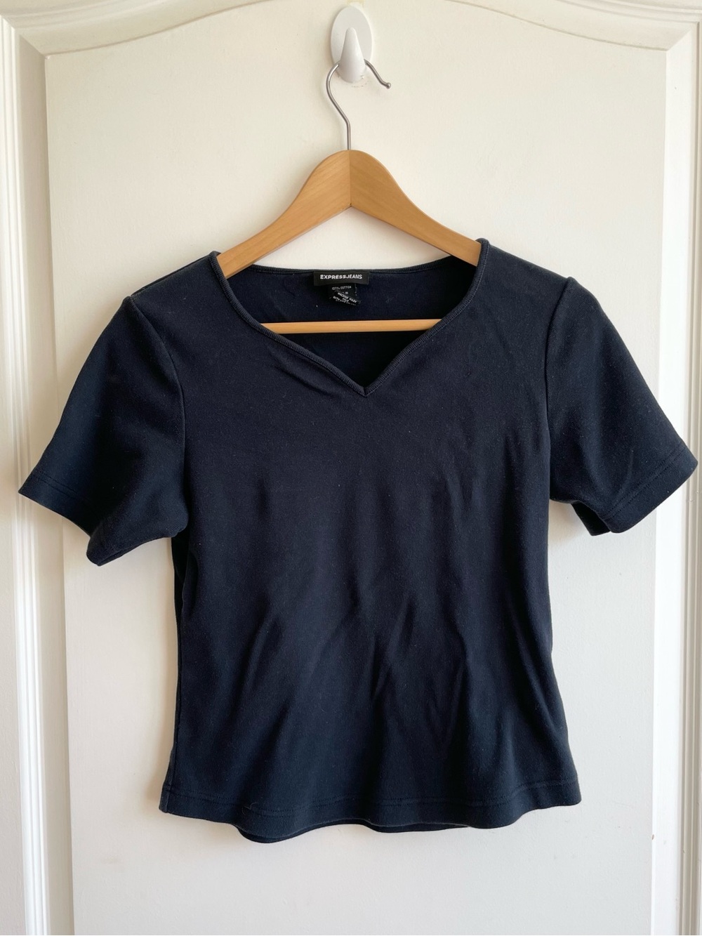 Vintage Y2K Express 100% Cotton Tshirt Sweetheart Neckline Boxy Fit Size